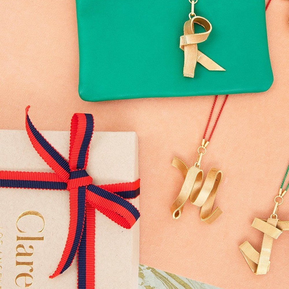 Clare V Gold Ribbon Charms - Assorted Letters